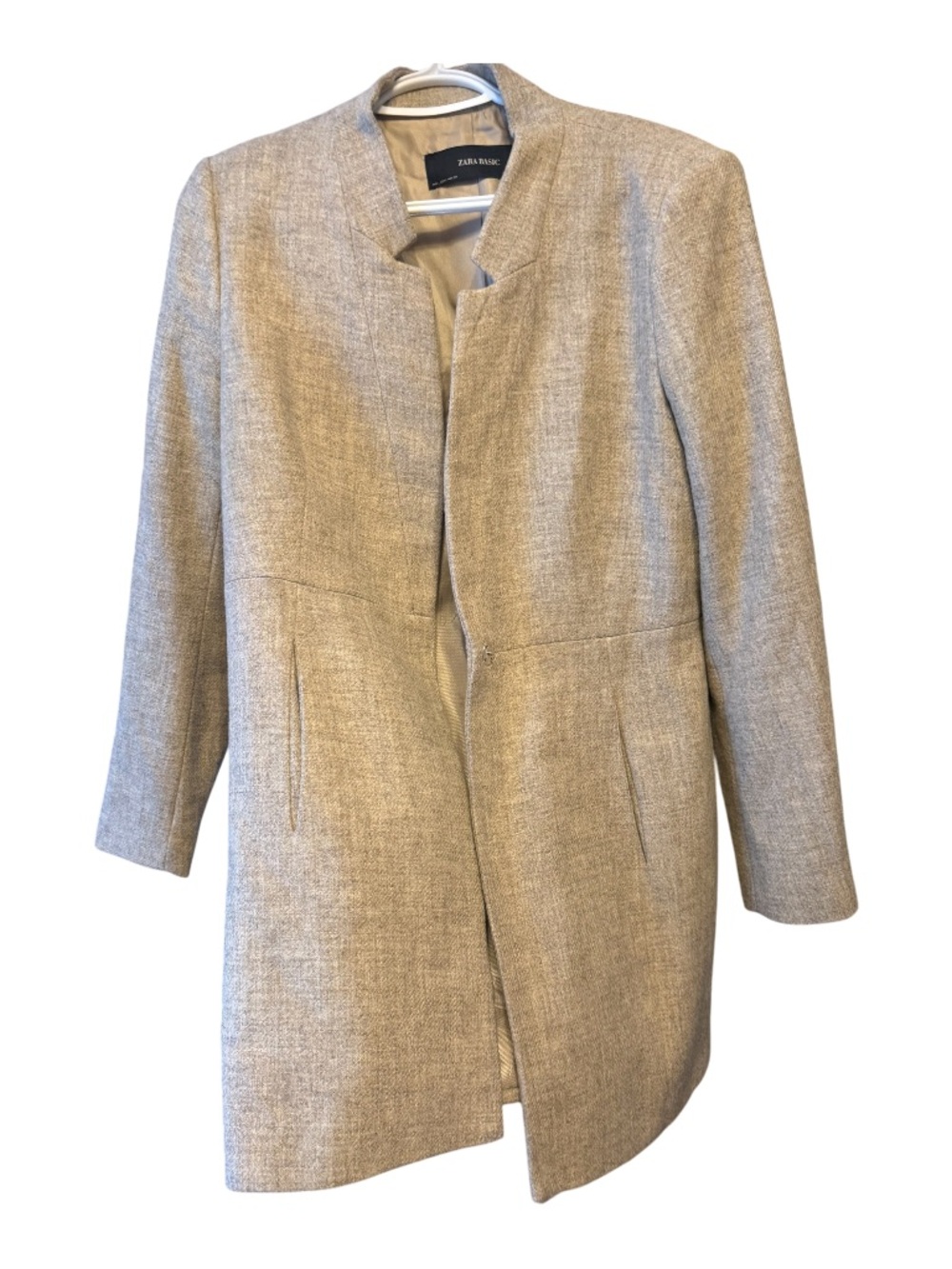 Zara Beige Collarless Trench Coat